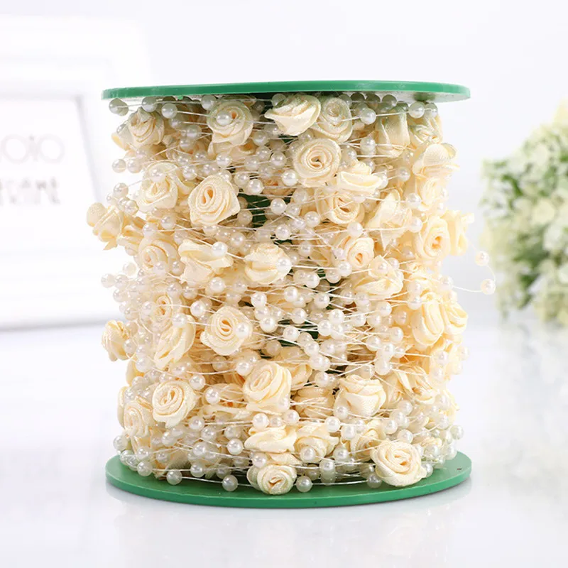 ABS Plastic Rose Flower Connection Beads Lace Ribbon DIY Hat Headgear Making Christmas Tree Photo Album Curtain Hanging Applique