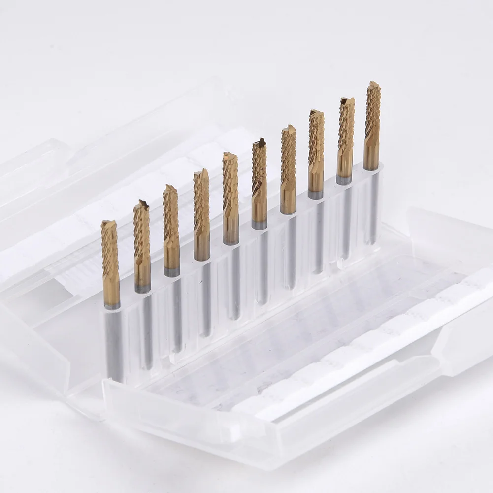 Imagem -04 - Carbide Milling Cutter Grupo End Mill Haste Titânio Revestido Cnc Brocas Pcb Gravura Woodworking Tool 3.175 mm 10 Pcs