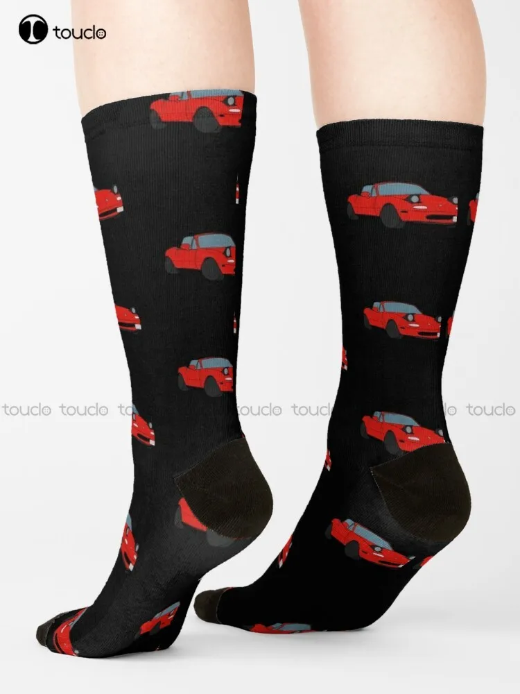 Maz Miata Mx5 1990  Vintage Car Red Socks Warm Socks Personalized Custom Unisex Adult Teen Youth Socks Halloween Christmas Gift