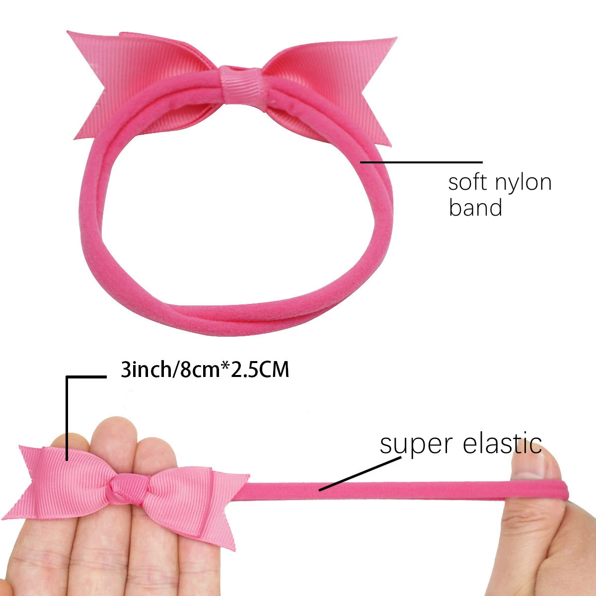 20pcs BabyTurban Kids Soft Nylon Bow Tie Headband, DIY Bowknot Elastic Head Bands for Girls Head Dress Girl Hair Accessories