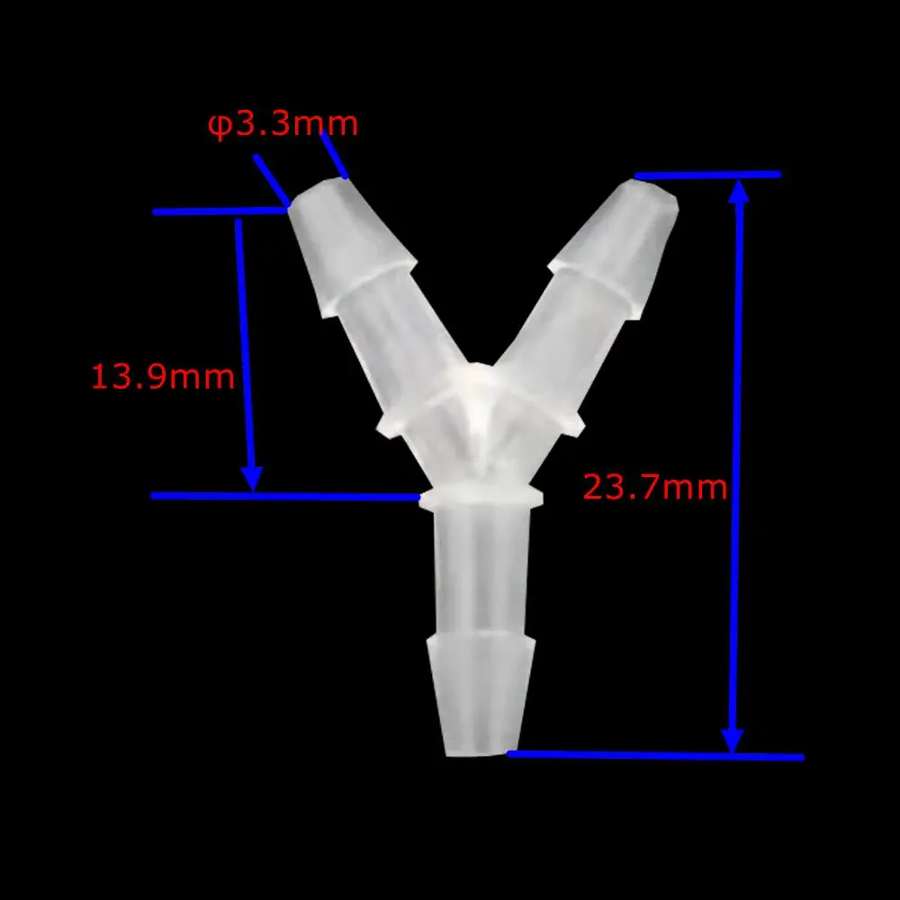 Conector plástico de y com tubo do conector da mangueira dos pp do porto três da farpa que conecta 1/8 "3/16" 1/4“