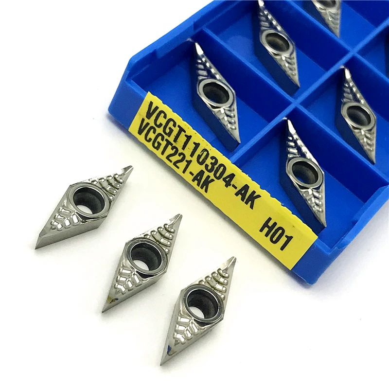 VCGT110302 AK H01 inserto in alluminio utensile per tornio inserto per tornitura utensile per tornitura interna CNC VCGT 110302 per supporto