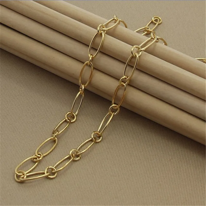 

Fashion 925 Sterling Silver Necklace Paper Clip Plating 24K Gold Necklace For Women & Men Party Charm Jewelry Gifts