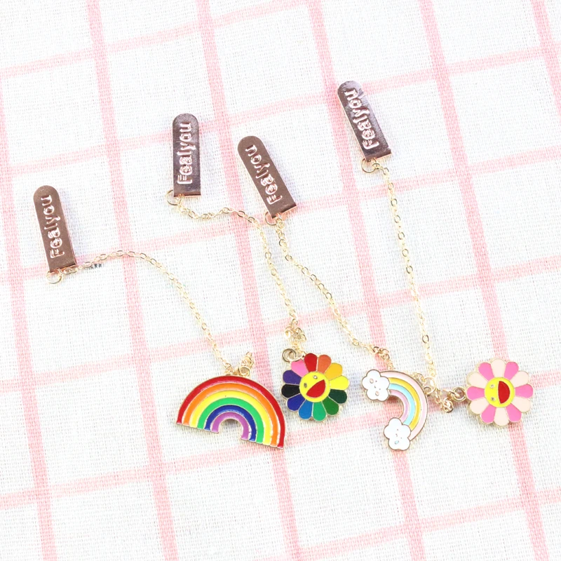 Domikee cute candy metal school student hanging bookmark for book kawaii girls book markers gift stationery supplies