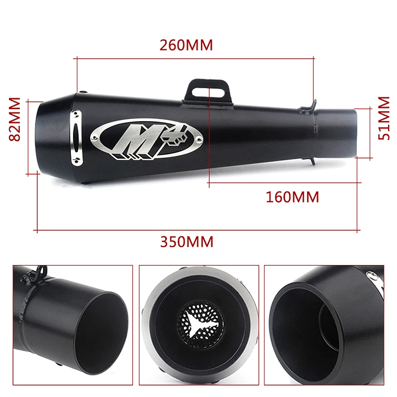 51mm Universal Motorcycle Exhaust Modified Muffler Pipe Scooter Pit Bike Dirt Motocross For Yamaha Honda Kawasaki