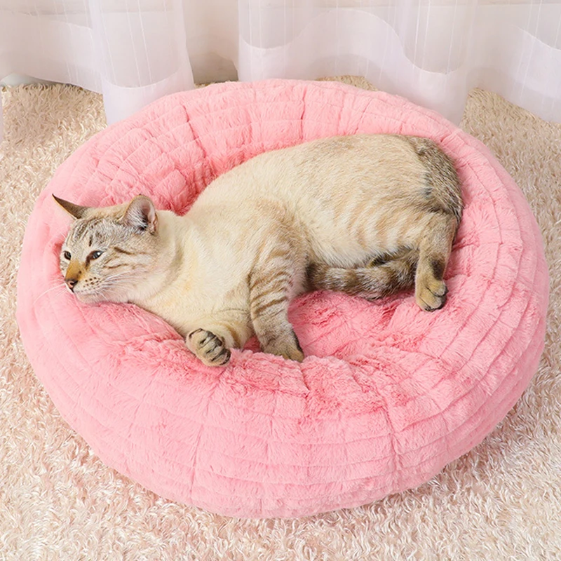 High Density Short Plush Pet Dog Beds 80x80cm Small Puppy Cat Bed Deep Sleep Warm Soft Pets Kennel Mat Thicker PP Fiber Filler