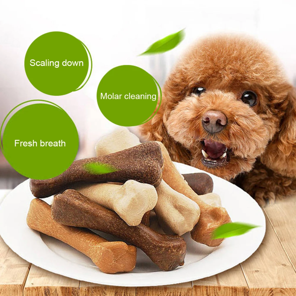 30Pcs/Lot Cowhide Bone Molar Dog Toys Teeth Clean Stick Food Treats Dogs Bones For Pet Puppy Supplies Dog Toys Accessories