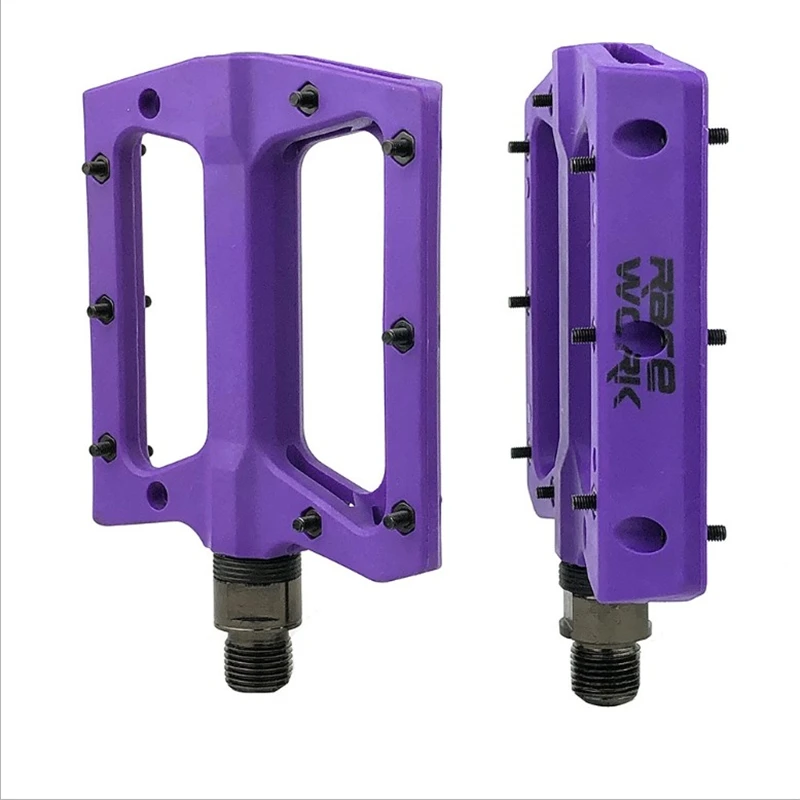 RACEWORK Mtb Platform Pedal For Bicycle Footrest Clipless Pedals Nylon Mountain Bike Foot Rest Cycling Flat Bearing Footrest