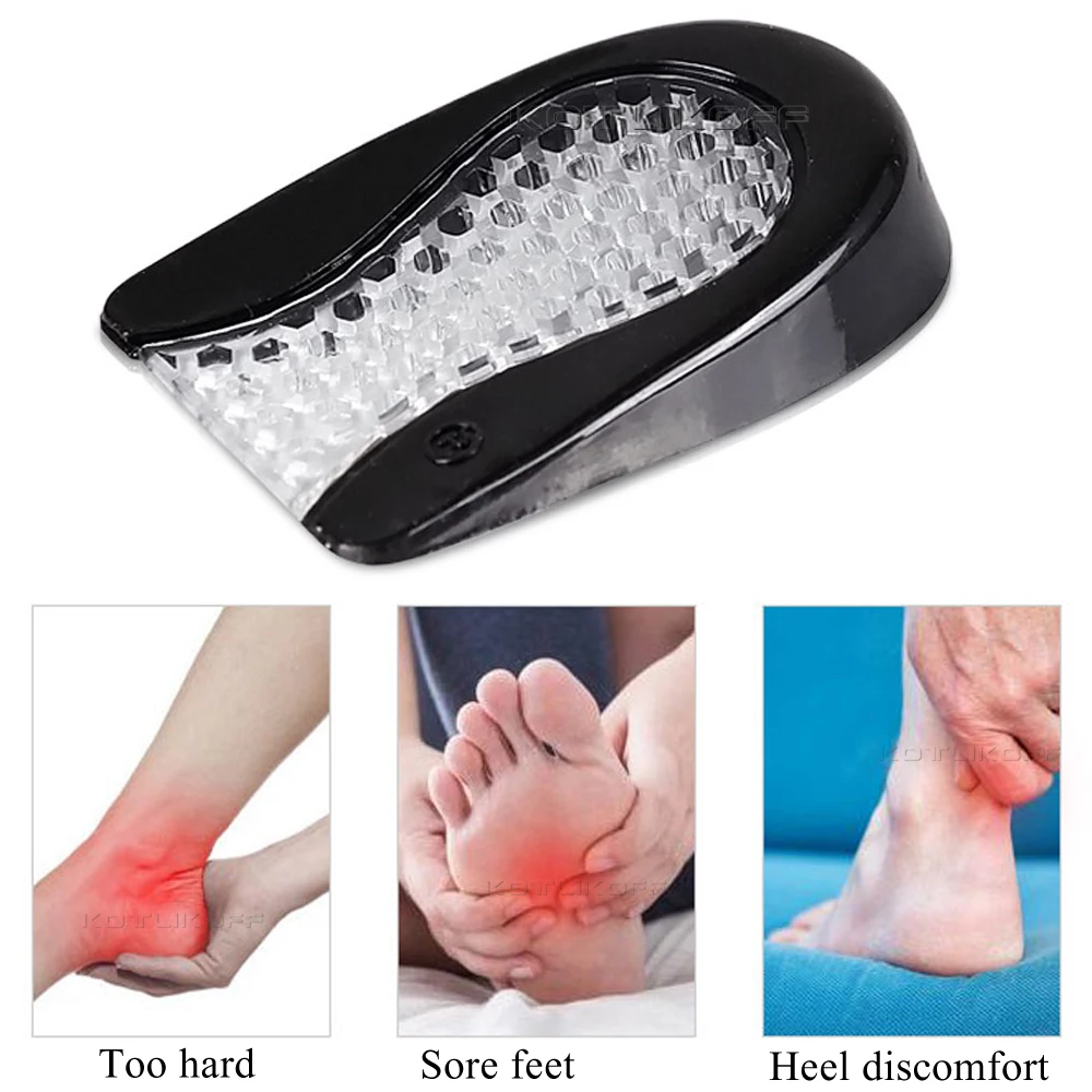 Silicone Gel Tumit Pad untuk Penyerapan Sengatan Plantar Fasciitis Pain Relief Perawatan Kaki Insert Insole Tinggi Meningkatkan Cangkir Cushion Pad