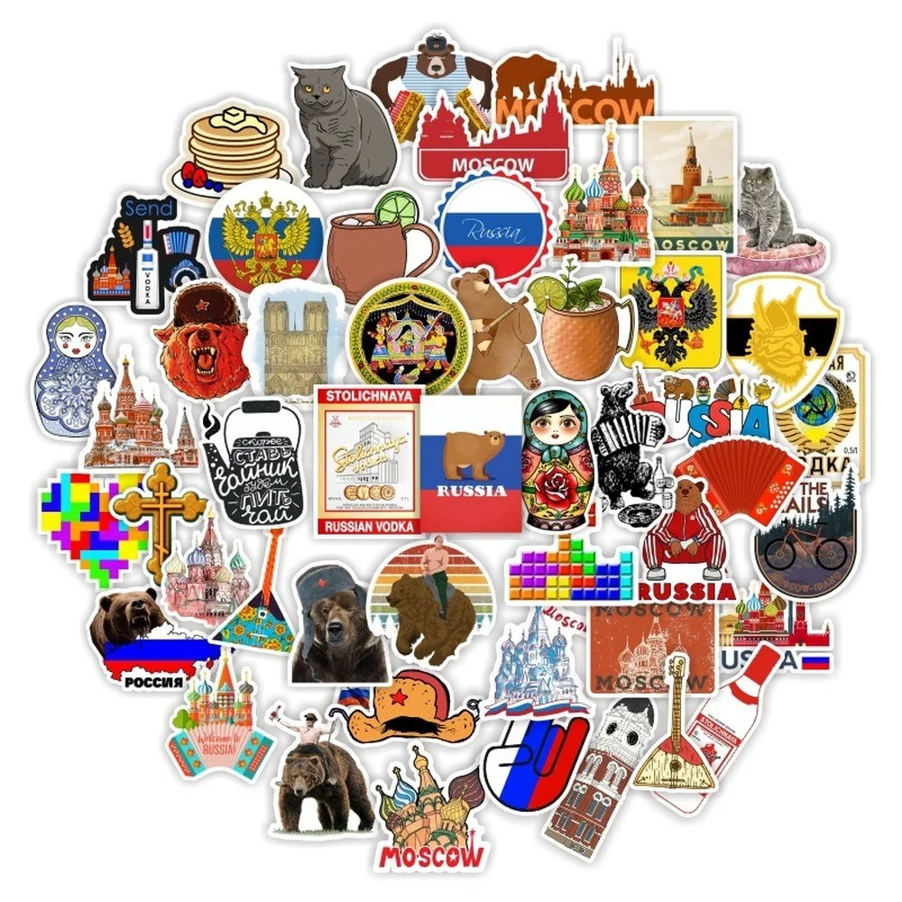 10/50PCS Russian Architecture Tourism Stationery Sticker Cultural Matryoshka Stickers Scrapbooking DIY Diary Album Stick Label