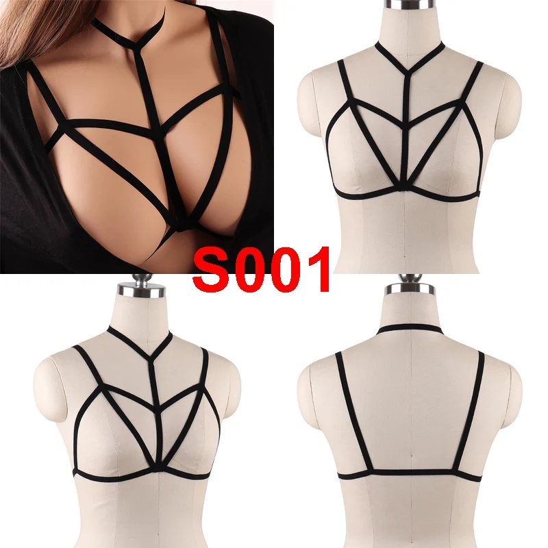 Gothic Women Seductive Chest Straps Body Harness Cage Cupless Bra Lingerie Bdsm Erotic Peekaboo Bondage Daily Sculpting Corset