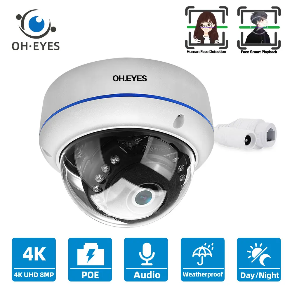 

Face Detection POE CCTV Dome Camera 4K Outdoor Indoor Waterproof 8MP Ceiling IP Security Camera 8MP XMEYE Video Surveillance Cam