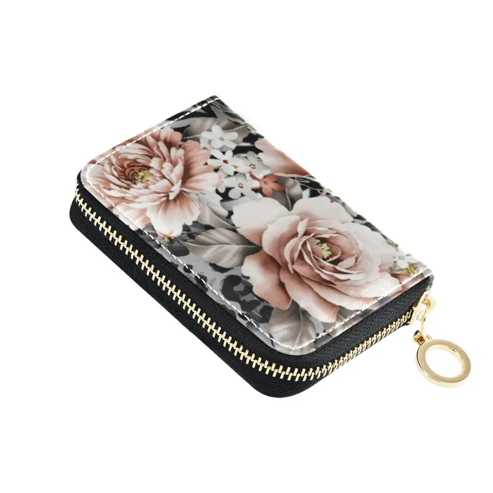 New Fold Leather Women Business Credit Card Holder Wallet Keychian RFID Leopard Printed Bank Id Card Holder Case Coin Purse