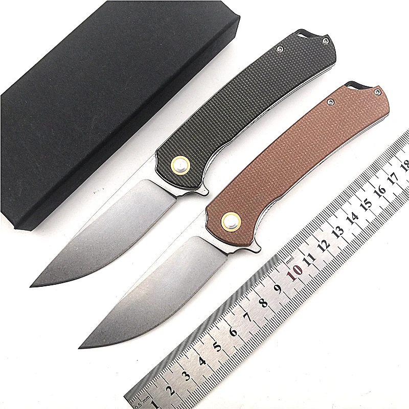 Kesiwo KT601 D2 Blade Flax Fiber Handle Flipper Ball Bearing Utility Camping Hunting Fishing Outdoor EDC Pocket Folding Knife