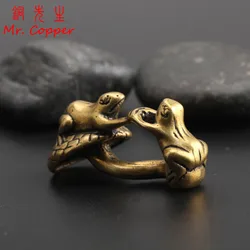Antique Copper Handshake Frogs Miniatures Figurines Vintage Brass Animal Statue Small Ornaments Living Room Desk Decorations