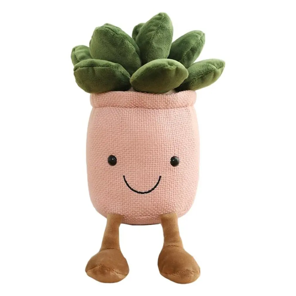 

25cm Lifelike Tulip&Succulent Plants Plush Stuffed Toys Soft Bookshelf Decor Doll Creative Potted Flowers Pillow for Girls Kids