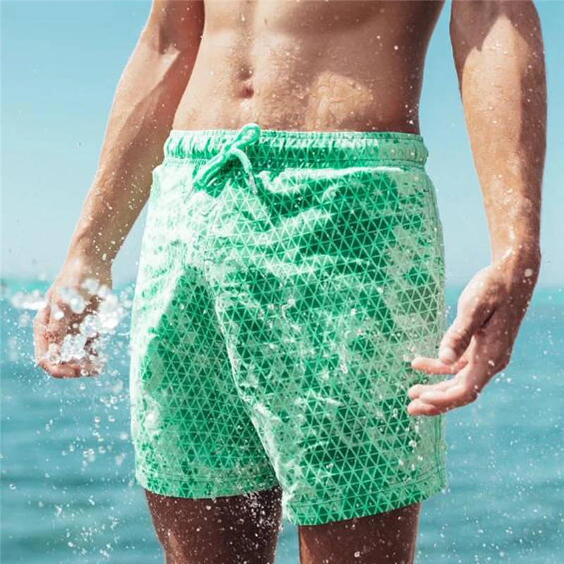 Color-changing Beach Shorts Men Quick Dry Swimwear  Board Shorts Swimming Surfing  Shorts