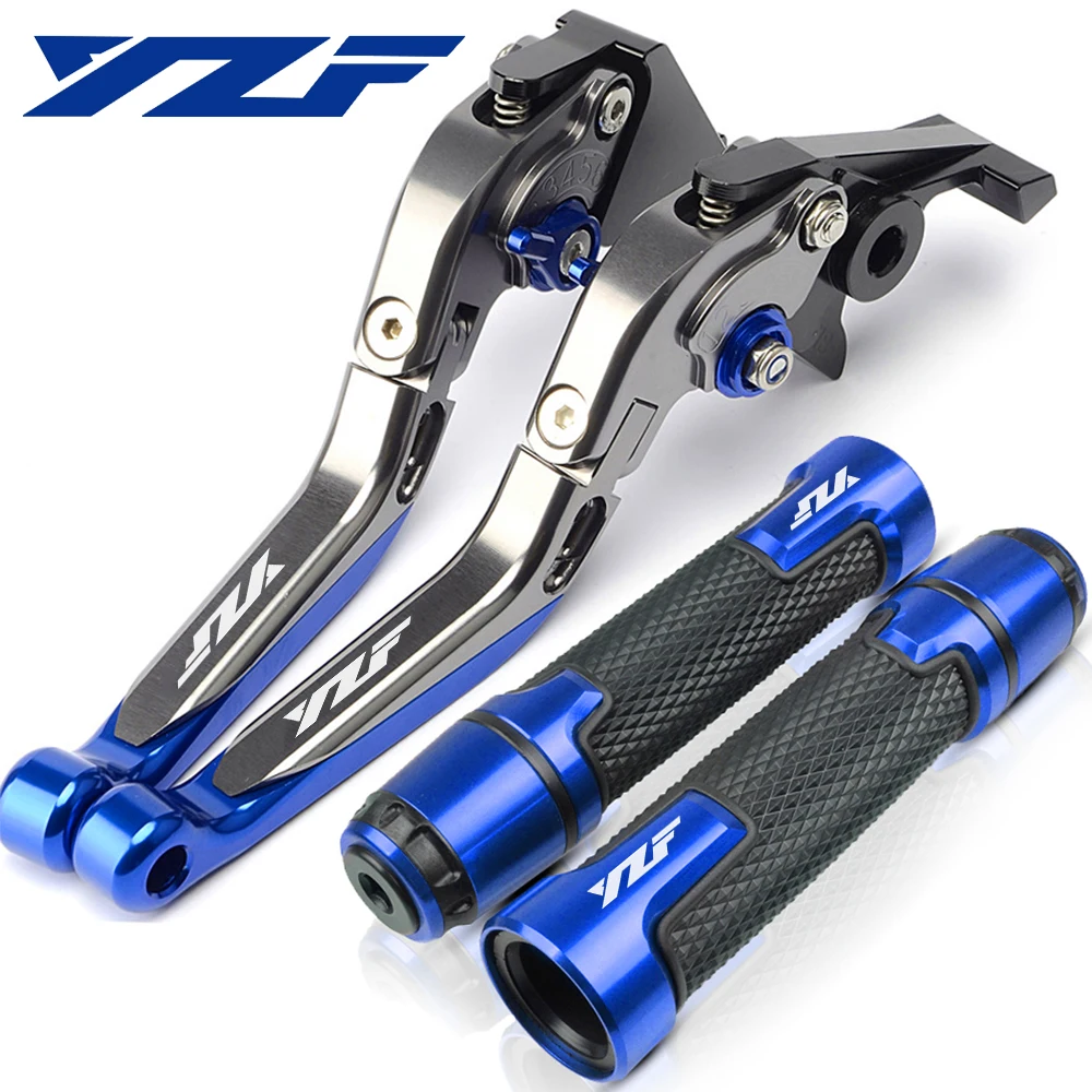 

CNC Folding Extendable Motorcycle Brake Clutch Lever + Handle Grips For YAMAHA FZ1 YZFR6 YZFR1 YZF-R1 YZF R1 YZF-R125 YZF-R25