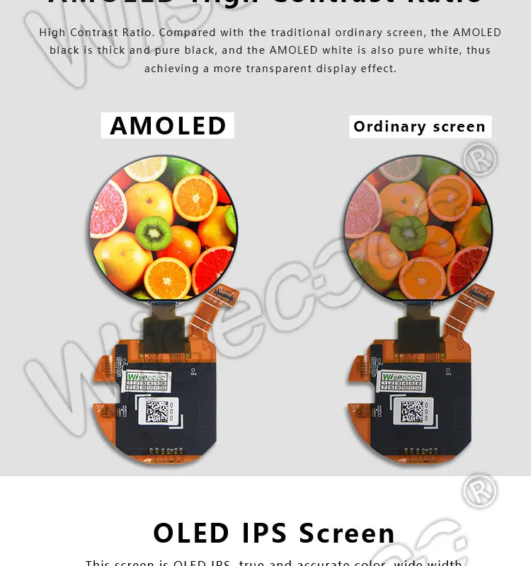 1.39 inch AMOLED circular display 454 x 454 ultra thin lcd wearable device smart screen