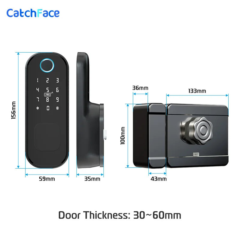 R5 PRO Fingerprint Waterproof TTLock Saudi App Outdoor Garden Lock Remote Control Code Keyless Smart Door Lock Electric Rim Lock