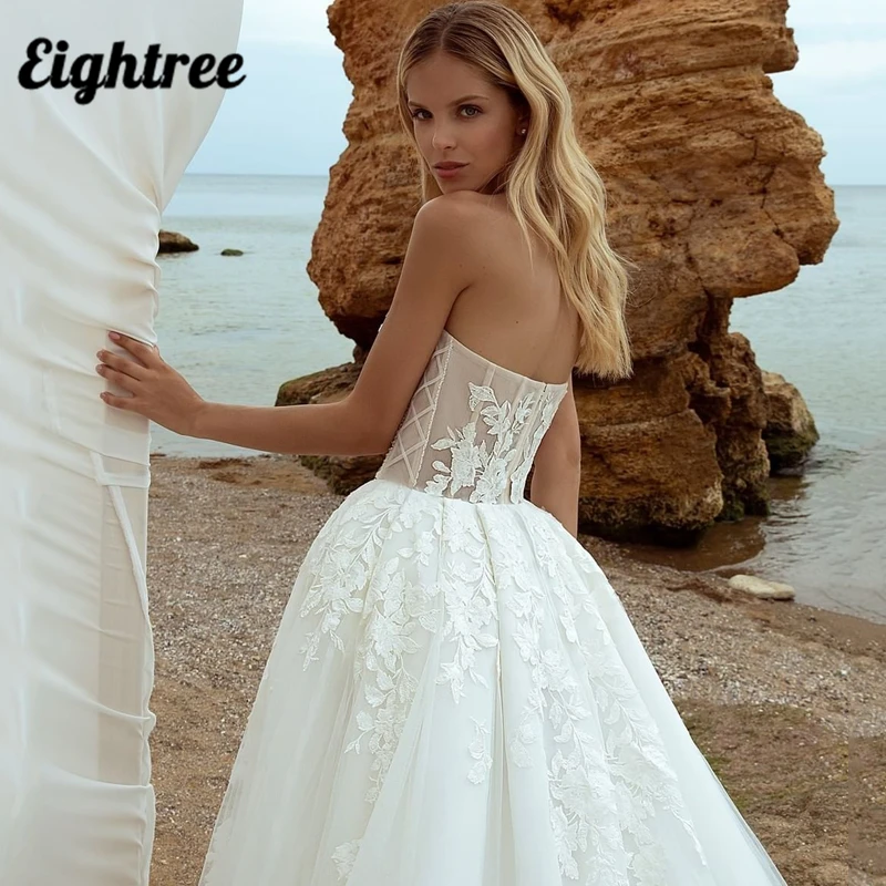 Eightree abiti da sposa principessa formale Appliques senza spalline abito da sposa moderno A-Line manica a sbuffo abiti da ballo da sposa Plus Size