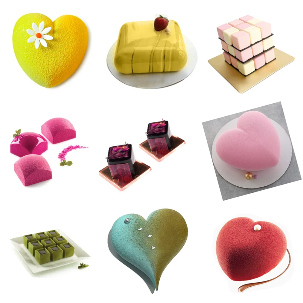 

Square Mousse Baking Mould Heart Cake Decorating Tools Non-Stick Silicone Mold Party Dessert Kitchen Bakeware Pastry Tool