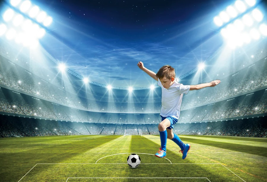 خلفية مخصصة لكرة القدم لعيد الميلاد ، خلفية التصوير الفوتوغرافي للأولاد ، ملعب كرة القدم من ملعب ريال مدريد ، كأس بطل ، كعكة الجدول ديكور الدعامة