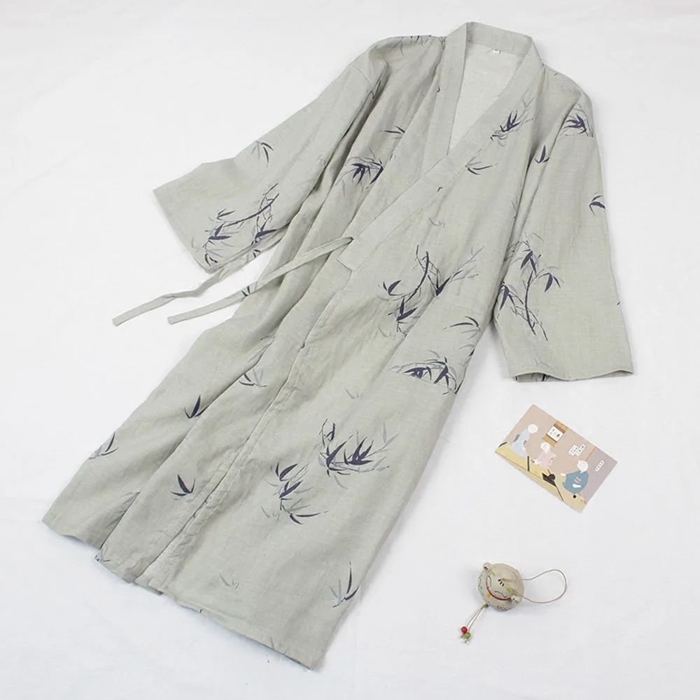 Japanese Traditional Kimono BathRobe Pajamas Nightgown Cotton Gauze Robe For Men and Women Bathrobe Sleepwear Couple Clothes