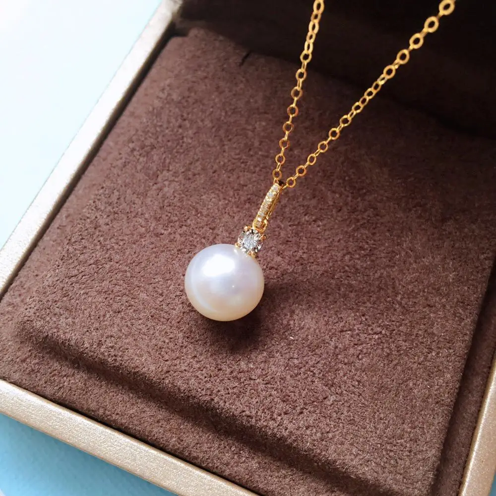 MADALENA SARARA 7-7.5mm Saltwater Pearl Pendant Necklace Natural White Akoya Pearl Necklace 18K Gold Luxury Women Jewelry