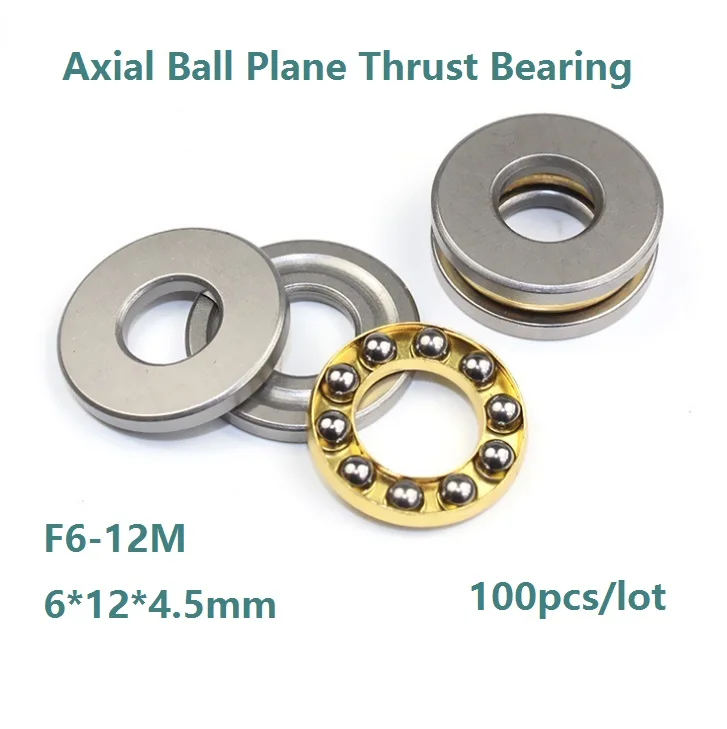 

100pcs/lot High Quality F6-12M 6×12×4.5mm Axial Ball Plane Thrust Bearing plane ball bearing 6*12*4.5mm