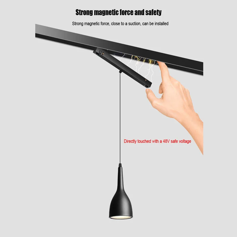 Magnetic attraction Led Track Light Hoisting Lamps for Shop Rail Aluminum Spot Lighting for Clothing Ceiling Lamp Spotlights