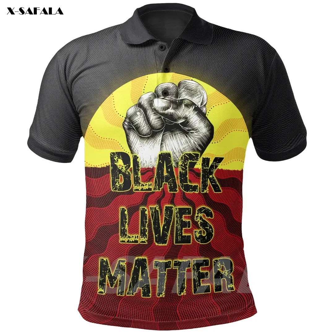 ABORIGINAL BLACK LIVES MATTER 3D Printed High Quality New Polyester Fiber Men Female Collar Polo Shirt Tee Tops Anti Shrink