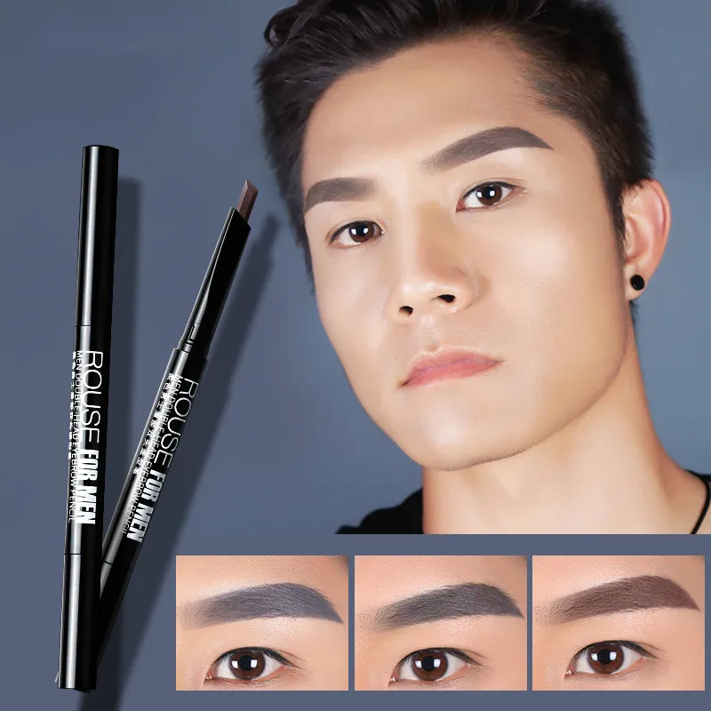 Eyebrow Pencil for Men with Eyebrow Brush Double Head Natural Super Fine Waterproof Lasting Eyes Rotatable Eyebrow Pen