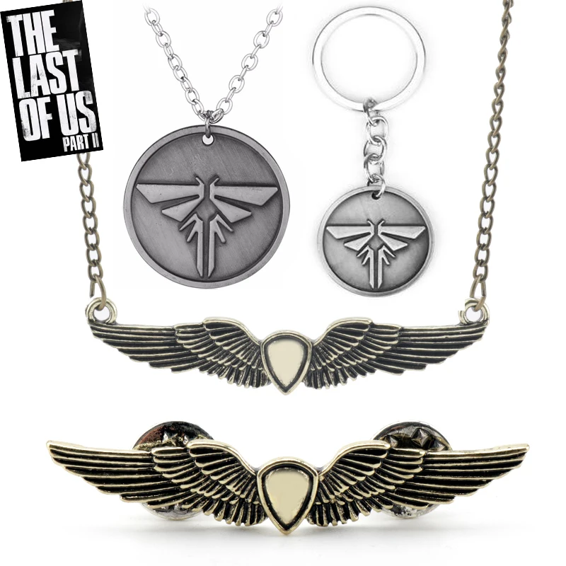 Newest The Last of Us 2 Necklace Ellie Backpack Badge Tlou Rocket Spaceship Wings Brooch Pin for Women Men Cosplay Jewelry Gifts