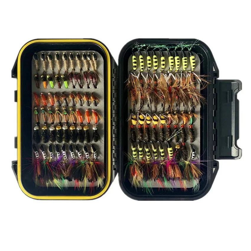 139 Stücke Fliegenfischen Fliegen Köder Köder Starter Set Trocken Nass Fliegen Streamer Nymph Emerger für Forelle Bass Winter Frühling angeln – Detail 8