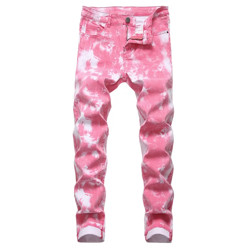 Slim Fit Jeans Men Casual Colored Printed Jeans Skinny Stretch Denim Trousers Famous Brand Jean Men Hombre Fashion Male Pants