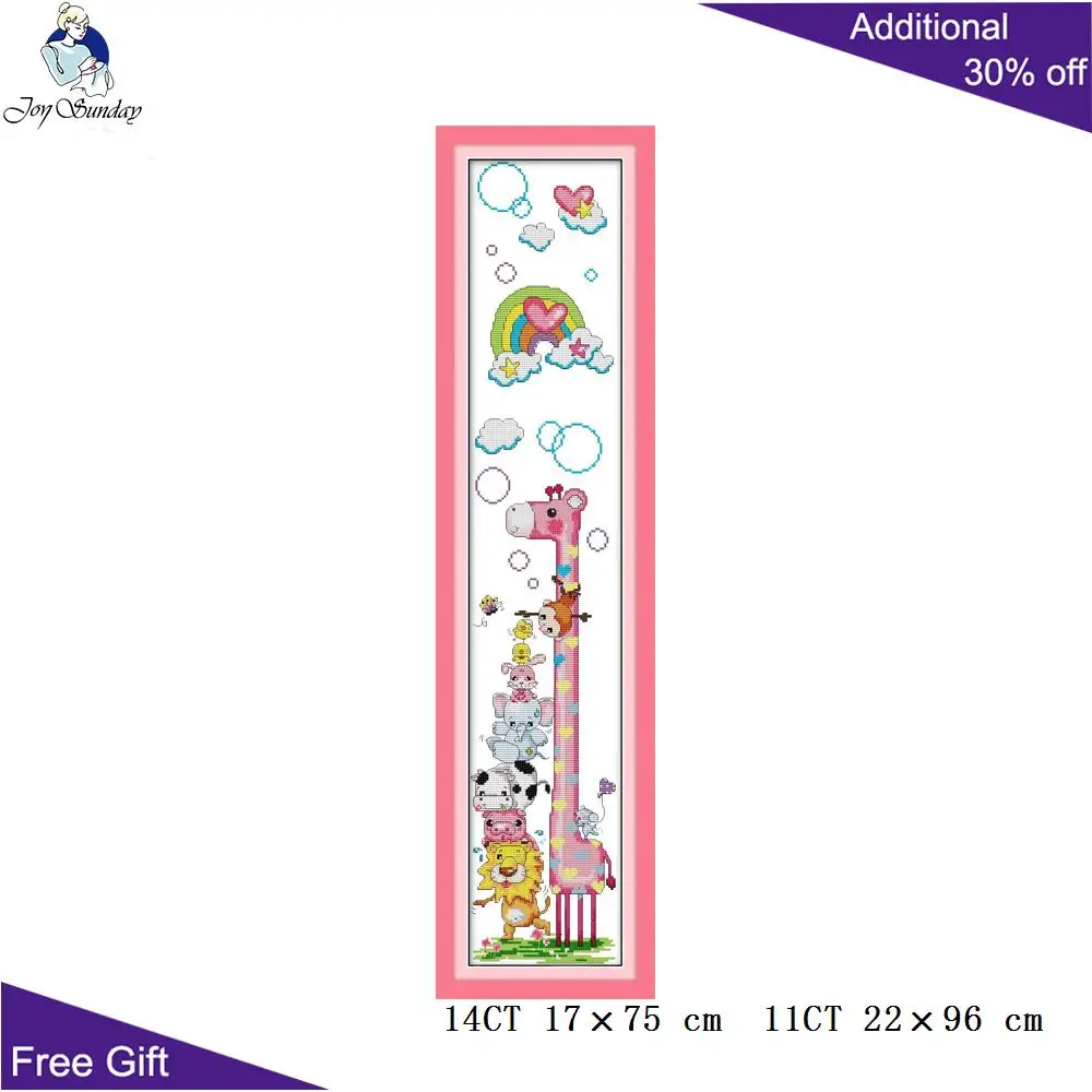 Joy Sunday tabella dell\'altezza per la decorazione domestica, contata e stampata, anatra, orso, giraffa, kit punto croce per bambini, C246, K078,