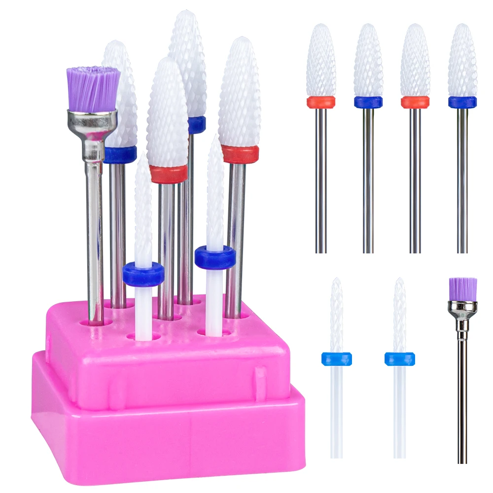 7pcs Ceramic Nail Drill Bits Set Milling Cutter for Manicure Machine Accessories Rotary Burrs Pedicure Cutter for Remove Gel Bit