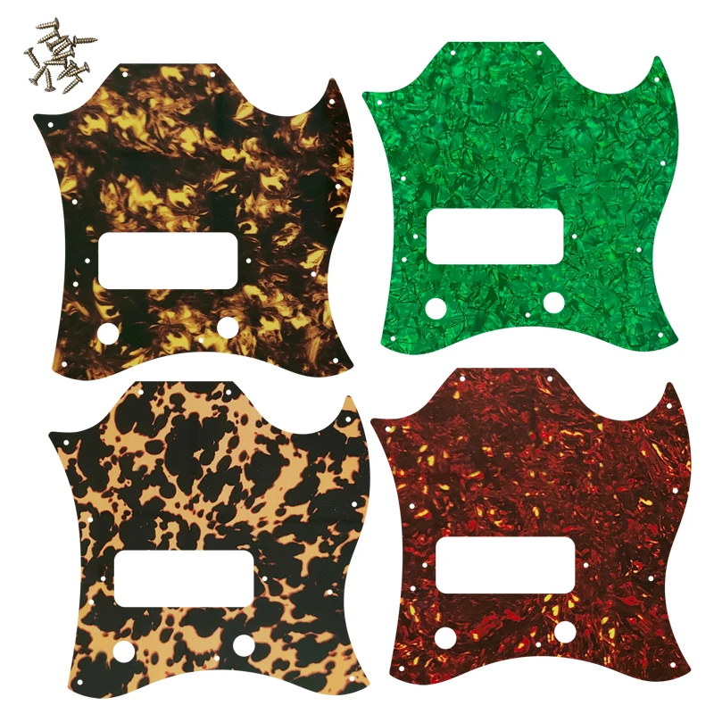 Fei Man Custom Parts - For Gib Standard SG Full Face Guitar Pickguard Route Bridge P90 Humbuckers Scratch Plate Flame Pattern