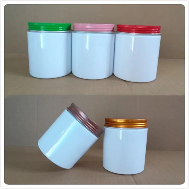 

Wholesale 200g 250g Plastic Jar Cosmetic Cream Jar Plastic Pot Aluminum Lid White PET Container Empty Food Packing Cans