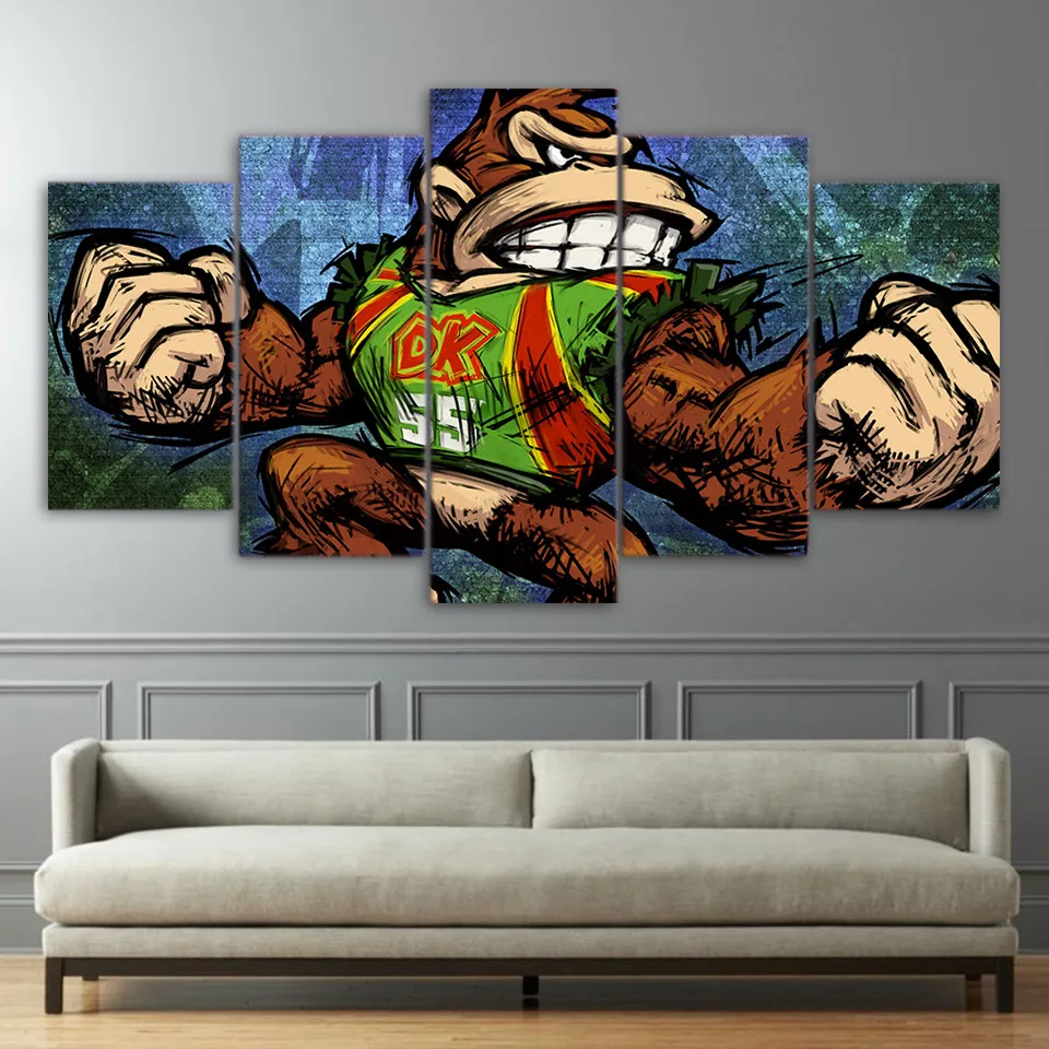 

5 Panel Donkey Kong Game Modular Paintings HD Prints Posters Canvas Wall Art Decorative Pictures Gamer Living Room Home Decor