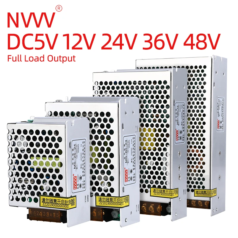 NVVV 스위칭 전원 공급 장치, 전압 안정기 변압기, 5V, 12V, 24V, 36V, 48V, 65V, 15W-800W AC에서 110 V, 220V DC