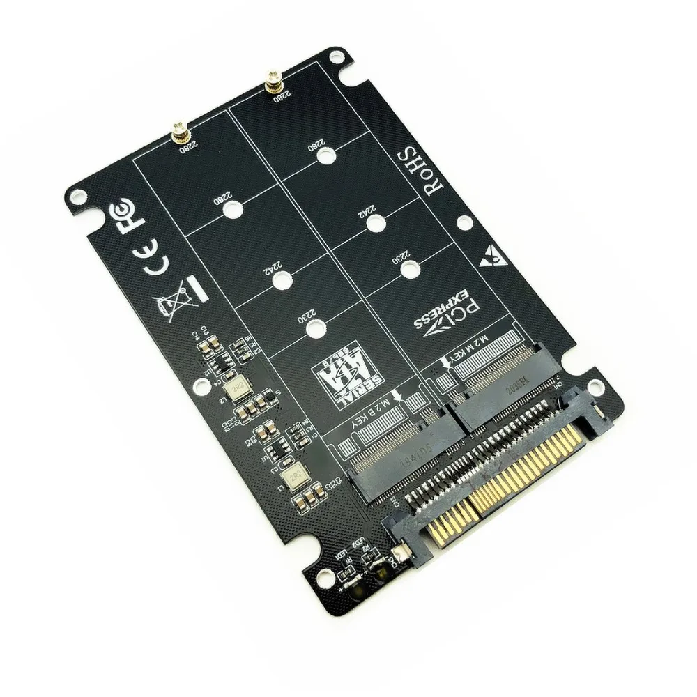 M.2 SSD to U.2 Adapter 2 in 1 M.2 NVMe SATA-Bus NGFF SSD to PCI-e U.2 SFF-8639 PCIe M2 Adapter Converter for Desktop Computer PC