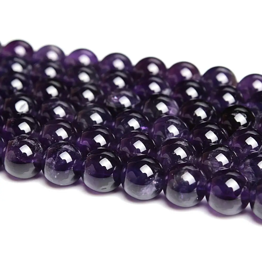 

Natural Round Amethyst AA Deep Color Quartz Crystal Gemstone Loose Beads For Necklace Bracelet DIY Jewelry Making