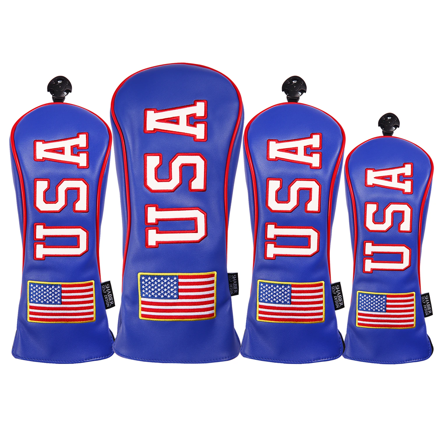 

Golf Headcovers USA Stars and Stripes White Vintage Retro Patriotic Driver Fairway Hybird Wood Cover