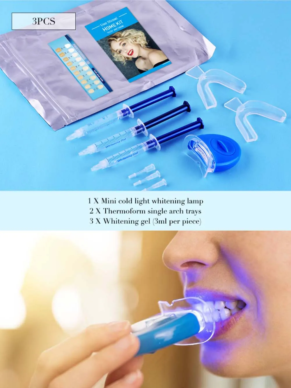 Top Quality Peroxide Teeth Whitening Gel Kit Bleaching System Bright White Smile Teeth Whitening Kit With LED Light Professional