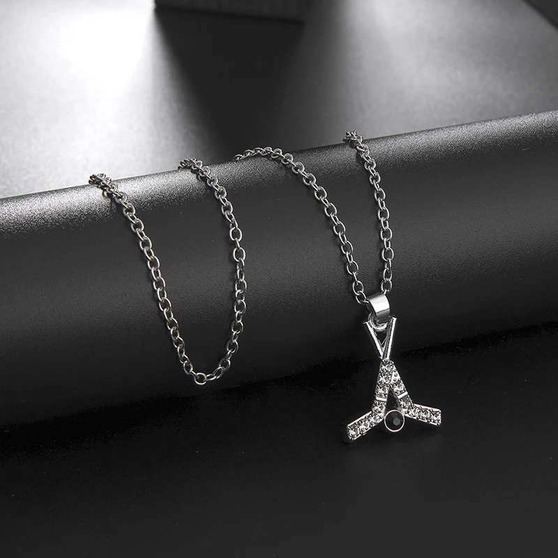 Teamer Clear Crystal Hockey Stick Pendant Necklace for Woman Men Adjustable Chain Fashion Sport Charms Silver Color Jewelry Gift