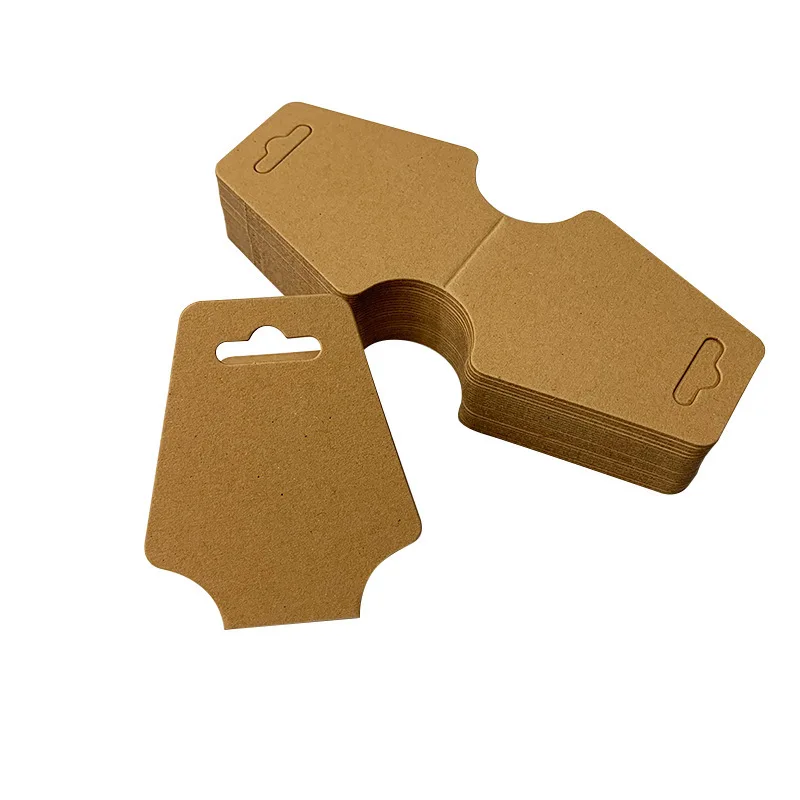 (100 Pieces/Lot) Jewelry Packaging Card Necklace Cardboard Rubber Band Hanging Tag Blank Fold Hair Accessories Kraft Paper Card