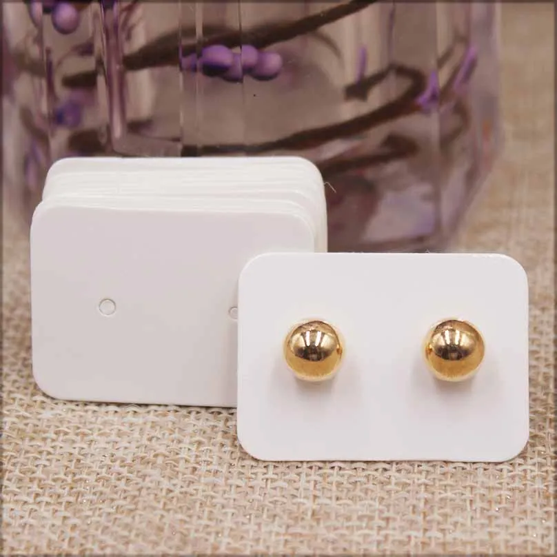 100pcs Cute Solid Color Earring Paper Package Card DIY Small Stud Earring Card White Kraft Pink Jewelry Display Card