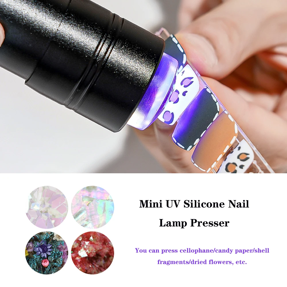 1pcs Handheld 12 Mini UV/LED Nail Curing Lamp Dryer with Silicone Head Nails Art Presser Light Flashlight for Manicure 4 colors